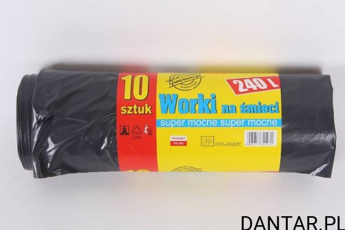 Worki na śmieci 240l czarne LDPE supe mocne a10/20 