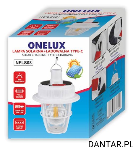 Lampa solarna + ładowalna usb typ C NFLS08 Onelux