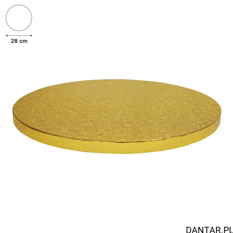 Podkład pod tort 28cm angielski 1,2cm złoty okrąg