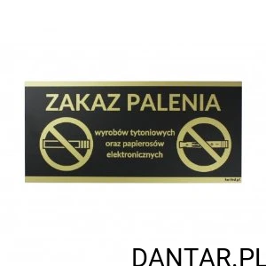 Tabliczka 24,4 x 11,4cm zakaz palenia czarno złota