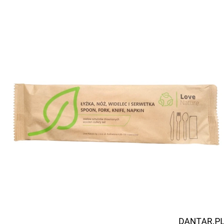 Zestaw widelec,nóż,łyżka,serwetka drewniane a250 88105