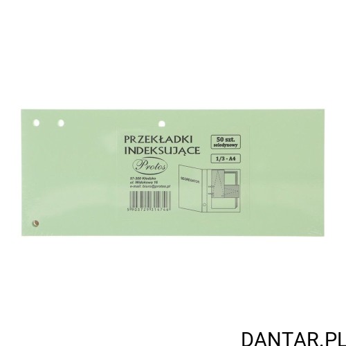 Przekładki indeksujące 1/3 A4 seledynowe Protos a50
