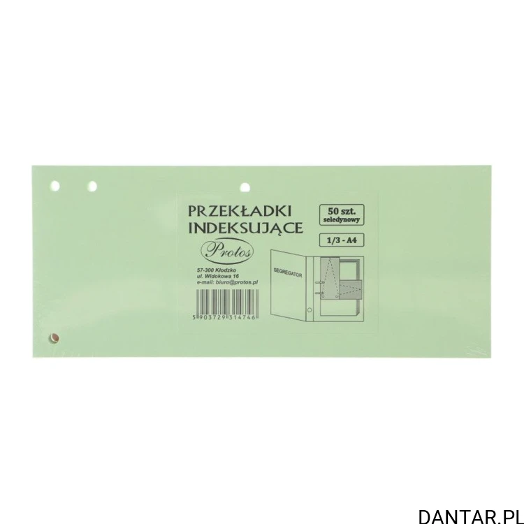 Przekładki indeksujące 1/3 A4 seledynowe Protos a50