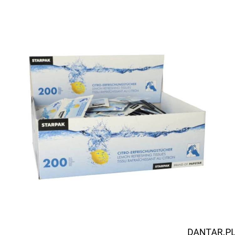 Chusteczki nawilżające pakowane pojedyńczo cytrynowe Starpak a200/5 17200
