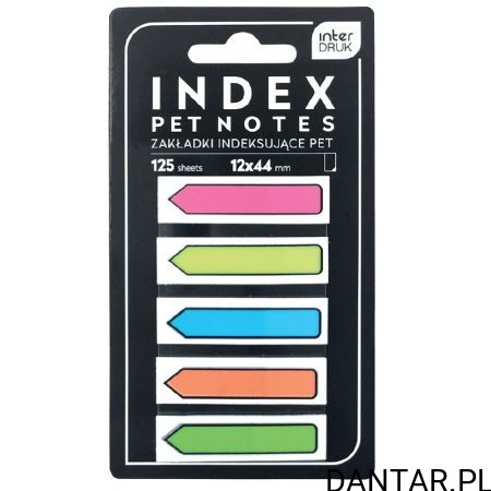 Zakładka indeksująca PET strzałki neon 12x44mm a5x25 