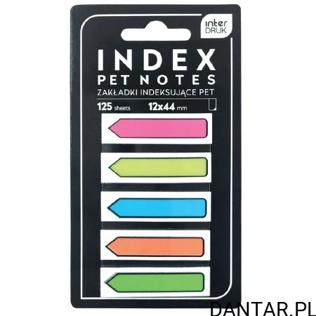 Zakładka indeksująca PET strzałki neon 12x44mm a5x25 