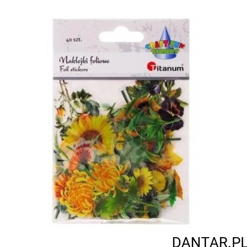 Naklejki foliowe kwiaty mix żółte Titanum 40 szt.