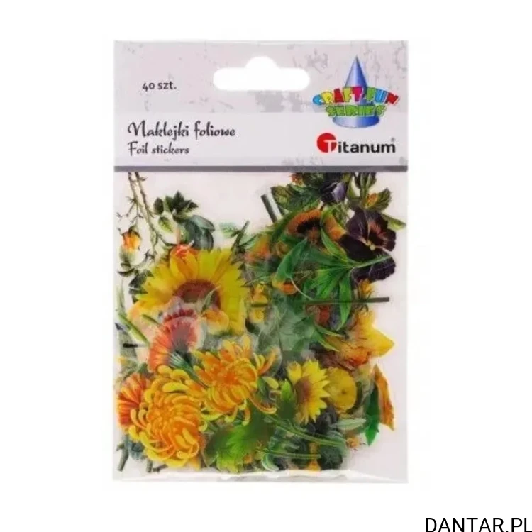 Naklejki foliowe kwiaty mix żółte Titanum 40 szt.
