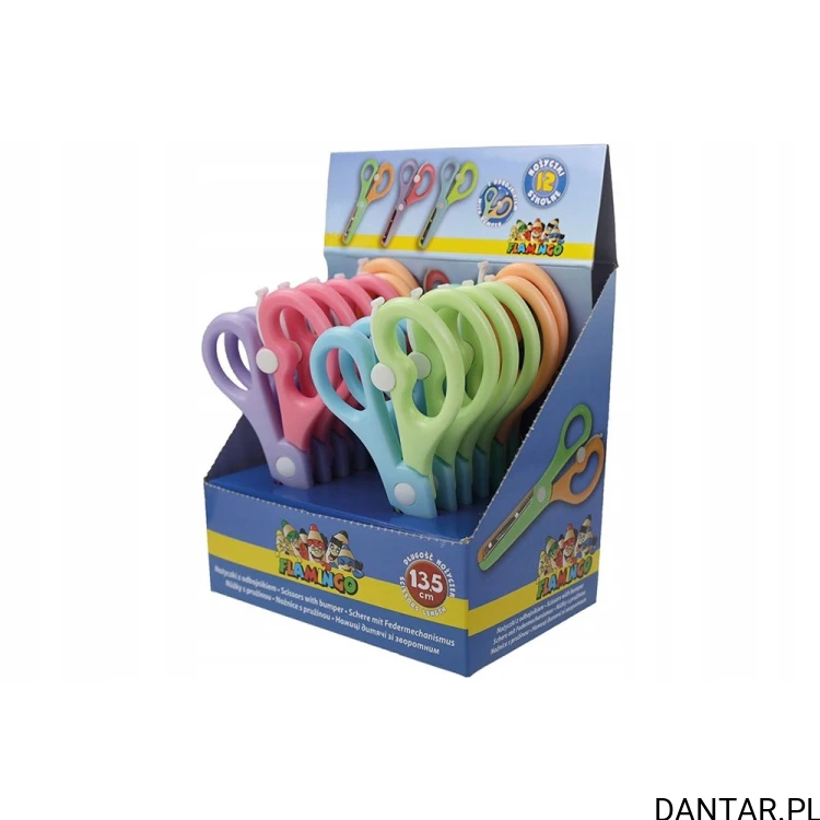 Nożyczki szkolne z odbojnikiem 13,5cm pastelowe Flamingo a1/12
