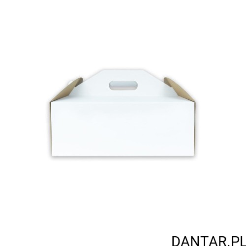 Karton na tort 350x350x150 biały z rączką a1