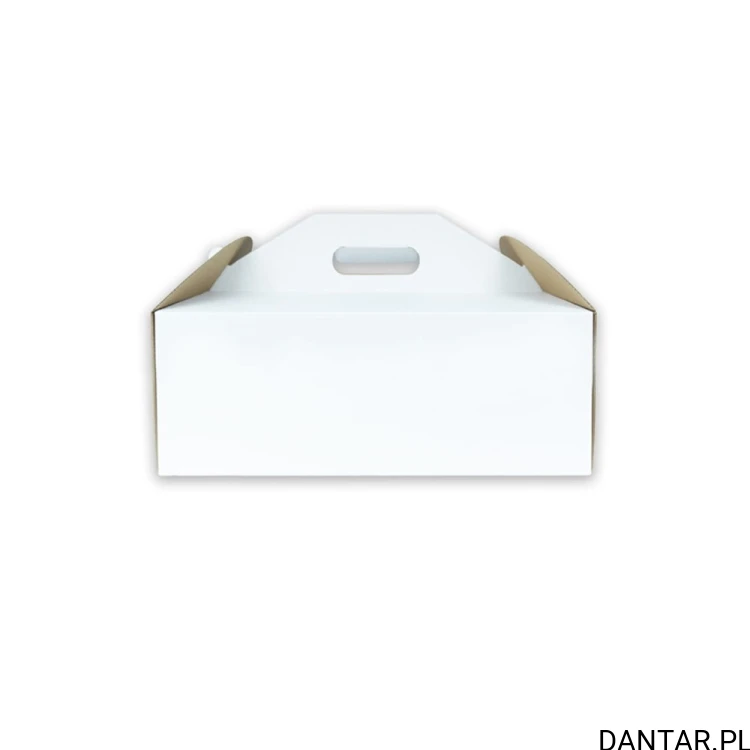 Karton na tort 350x350x150 biały z rączką a1