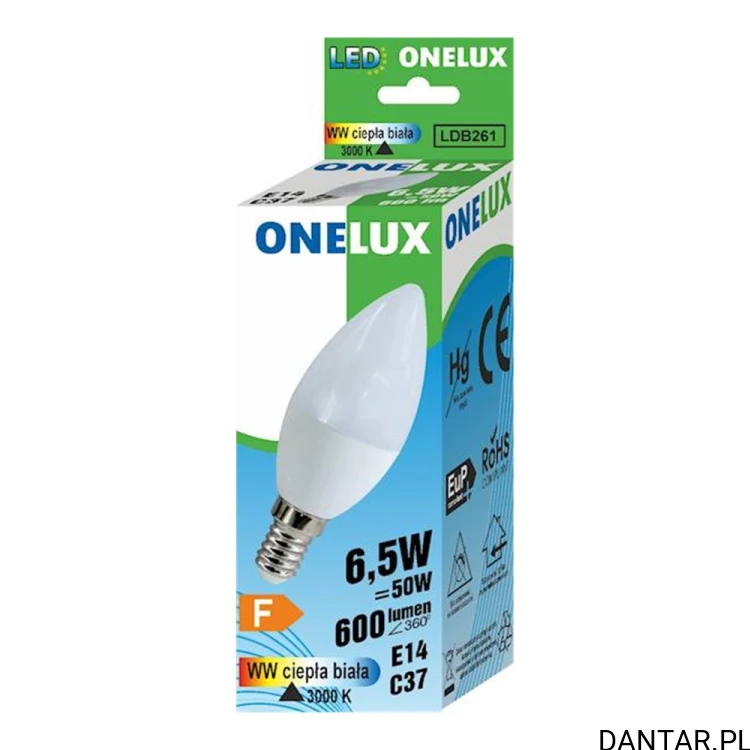 Żarówka LED C37 E14 C37 50W (6,5W) 3000K 600lm Onelux a1/10