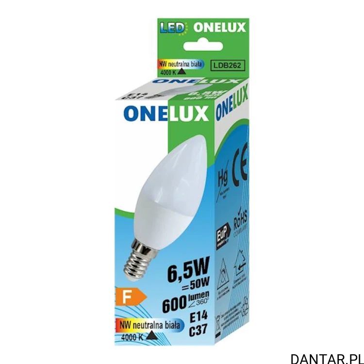 Żarówka LED C37 E14 C37 50W (6,5W) 4000K 600lm Onelux a1/10