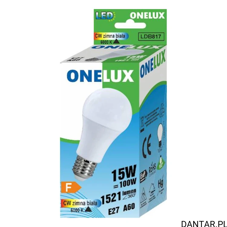 Żarówka LED A60 E27 100W (15W) 6000K 1521lm Onelux a1/10
