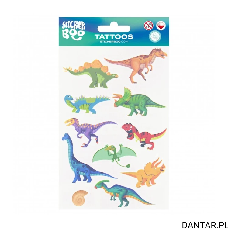 Tatuaże dinozaury Sticker Boo 10 x 17,5 cm