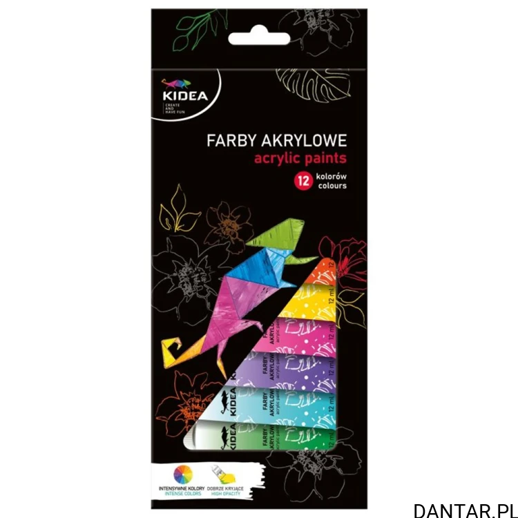 Farby akrylowe Kidea 12 kolorów x 12 ml a12