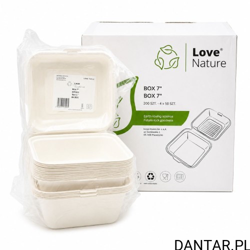 Pojemnik obiadowy menu box 7" 17,8x17,6x8,2 hamburger max trzcina cukrowa Love Nature a50/4 88990