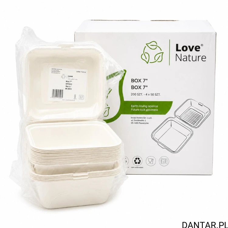 Pojemnik obiadowy menu box 7" 17,8x17,6x8,2 hamburger max trzcina cukrowa Love Nature a50/4 88990
