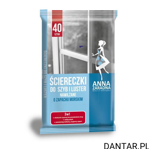 Ściereczki nawilżane do czyszczenia szyb i luster Anna Zaradna a40