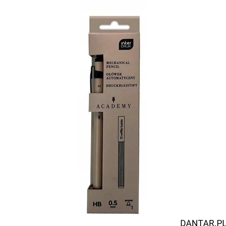 Ołówek automatyczny z gumką 0.5 mm + wkłady Academy Interdruk a1/16