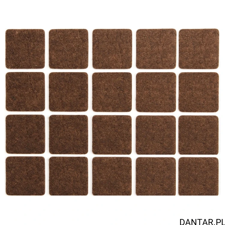 Podkładki filcowe 20x20mm brązowe a20 74861 EAN 5906083748615