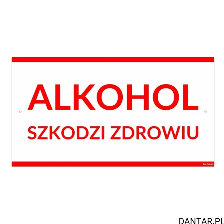 Tabliczka 30 x 16,5 cm Alkohol Szkodzi Zdrowiu biało-czerwona Korfed EAN 7095139307482