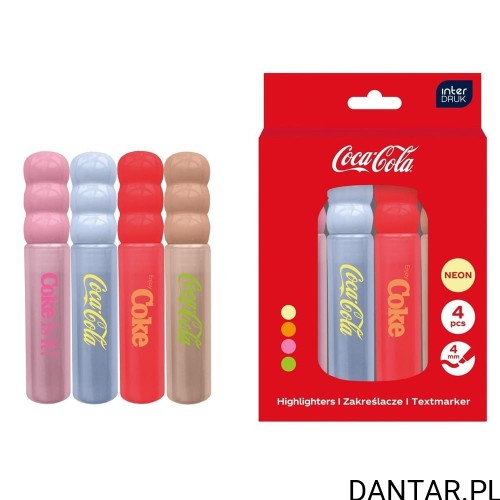 Zakreślacze Coca-Cola Interdruk 4 kolory a1/12 EAN 5902277383105