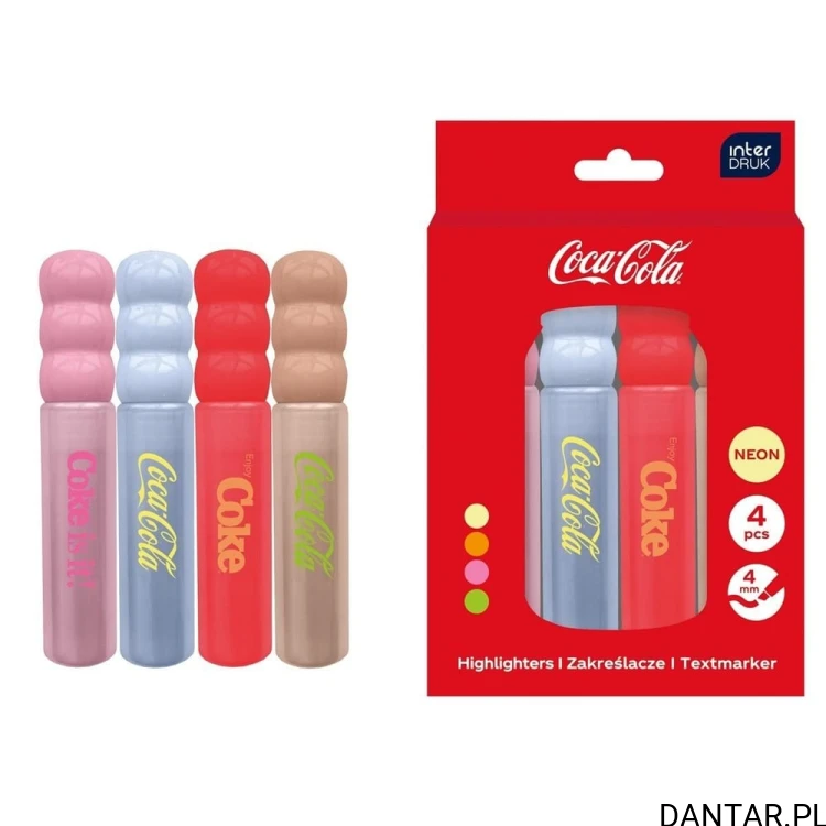 Zakreślacze Coca-Cola Interdruk 4 kolory a1/12 EAN 5902277383105