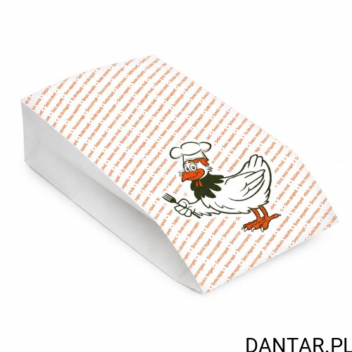 Torebka papierowa tłuszczoodporna biała kura 10,5x5,5x24 71522 a100/10 