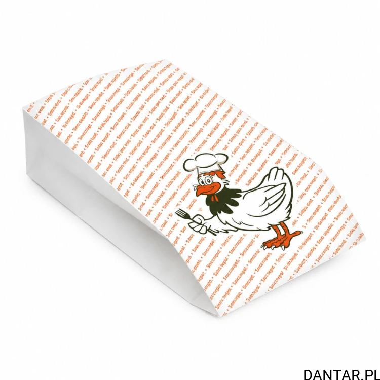 Torebka papierowa tłuszczoodporna biała kura 10,5x5,5x24 71522 a100/10 