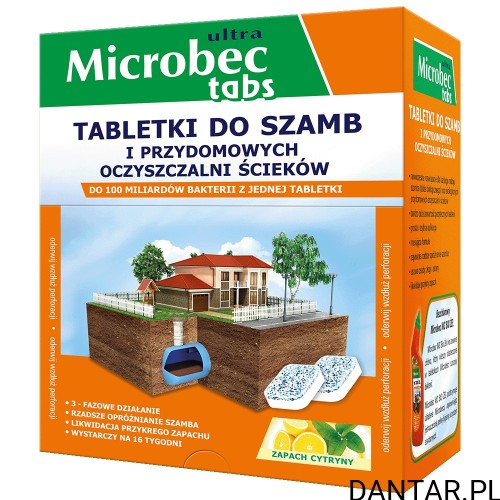 Microbec Ultra tabletki do szamb cytrynowe 16 x 20 g