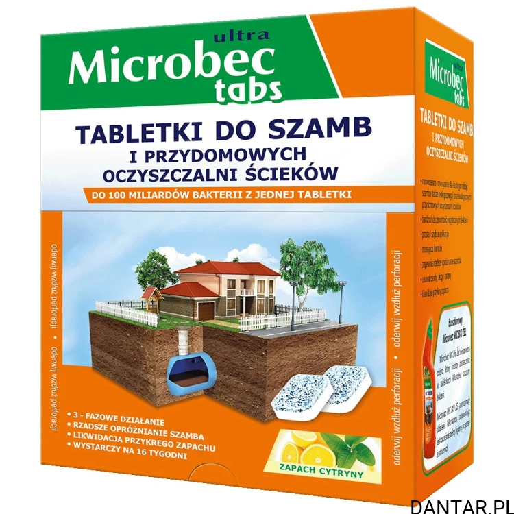 Microbec Ultra tabletki do szamb cytrynowe 16 x 20 g