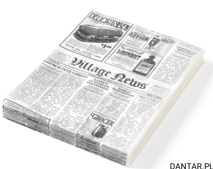 Papier do żywności pergaminowy biały z nadrukiem gazety 25X35 a500/6