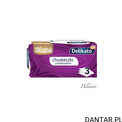 Chusteczki uniwersalne Delikato, 3 warstwy, 100 sztuk