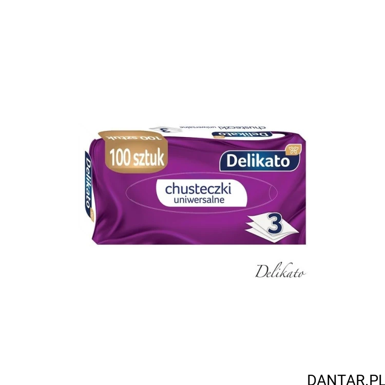 Chusteczki uniwersalne Delikato, 3 warstwy, 100 sztuk