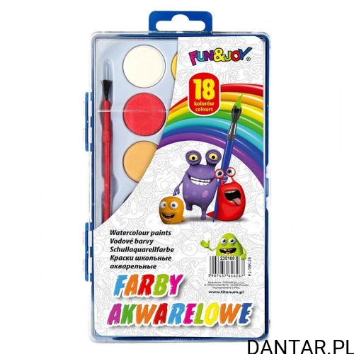 Farby akwarelowe Fun&Joy 18 kolorów z pędzelkiem