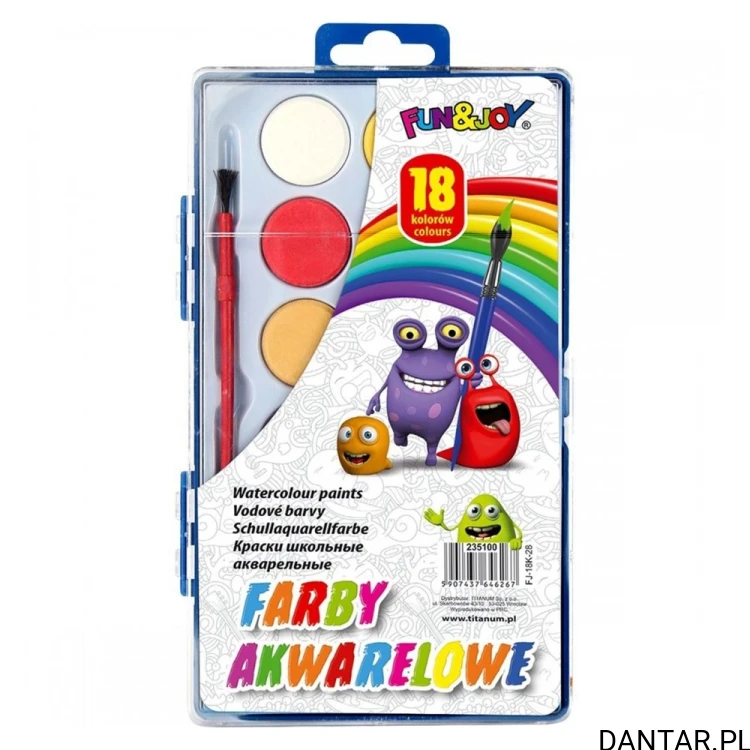 Farby akwarelowe Fun&Joy 18 kolorów z pędzelkiem