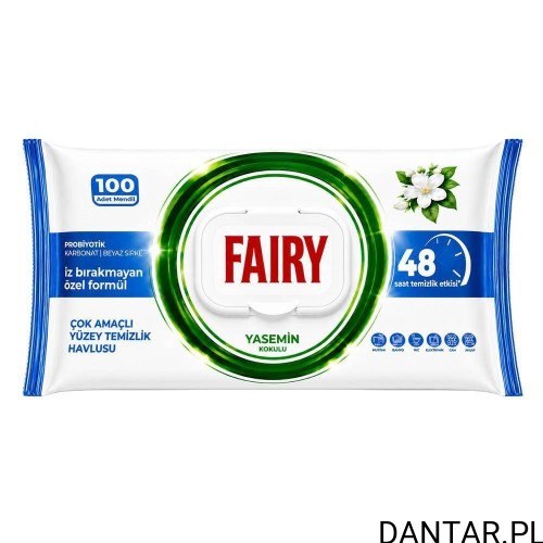 Uniwersalne chusteczki czyszczące Fairy Jaśmin, 100 sztuk