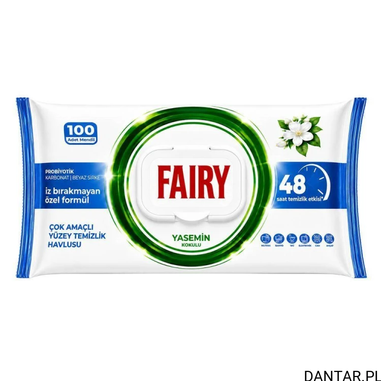 Uniwersalne chusteczki czyszczące Fairy Jaśmin, 100 sztuk