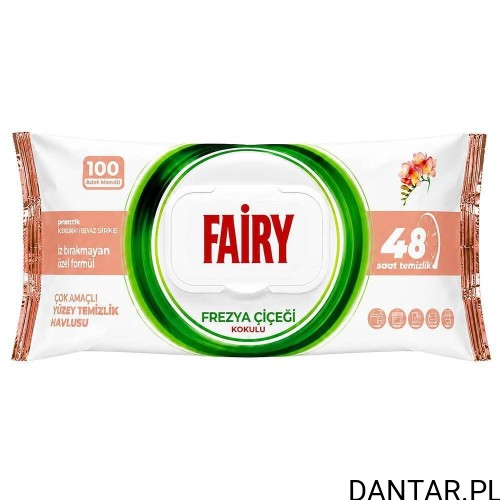 Uniwersalne chusteczki czyszczące Fairy Frezja, 100 sztuk