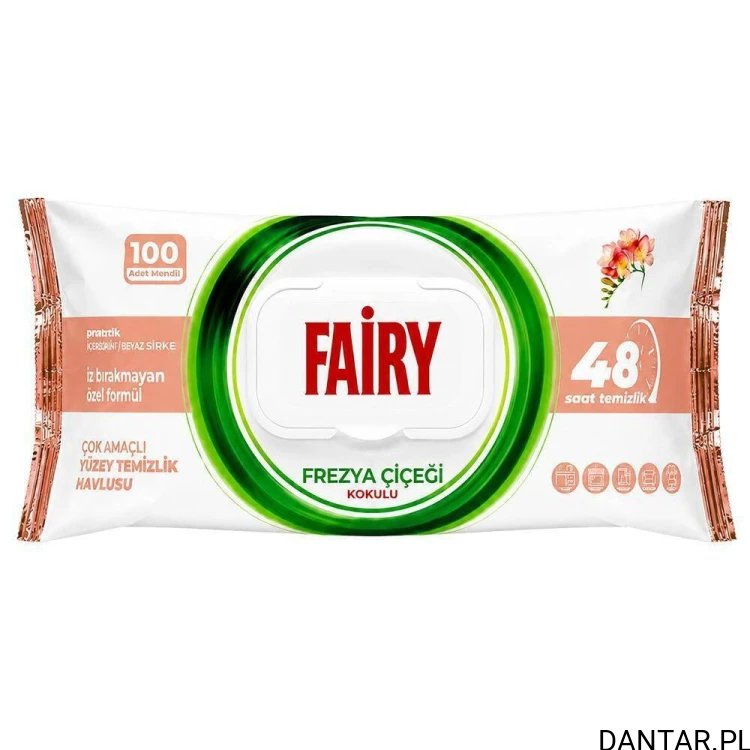 Uniwersalne chusteczki czyszczące Fairy Frezja, 100 sztuk