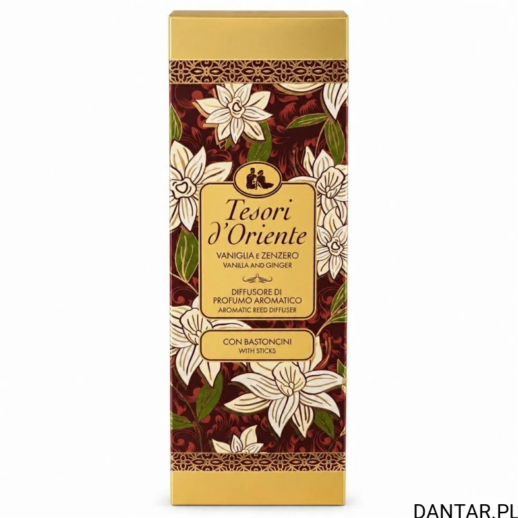 Dyfuzor Tesori d'Oriente Vaniglia e Zenzero 200 ml, opakowanie z patyczkami