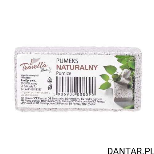 Jasny pumeks naturalny z etykietą Travella Beauty Ravi