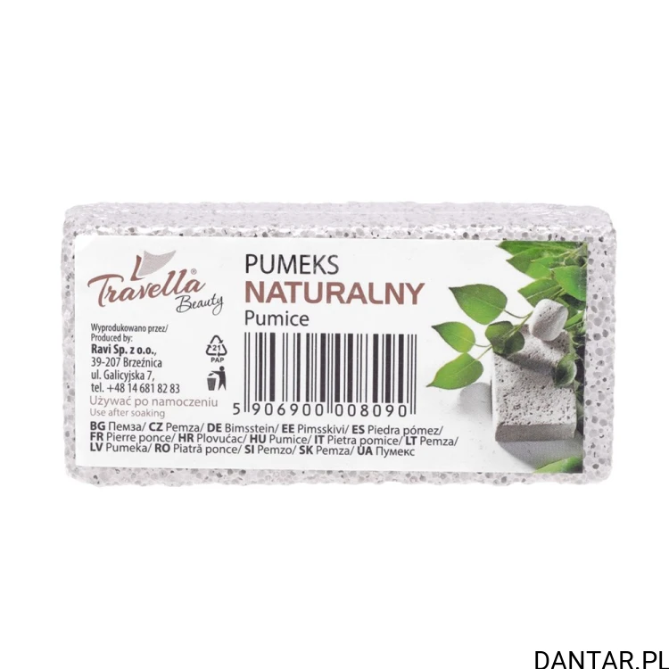 Jasny pumeks naturalny z etykietą Travella Beauty Ravi