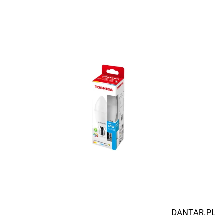 Opakowanie jednej żarówki Toshiba Eco Flare E14 C35 5,9 W 6500 K 810 lm