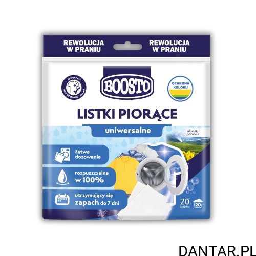 Opakowanie Listki piorące uniwersalne Boosto Alpejski poranek, 20 sztuk