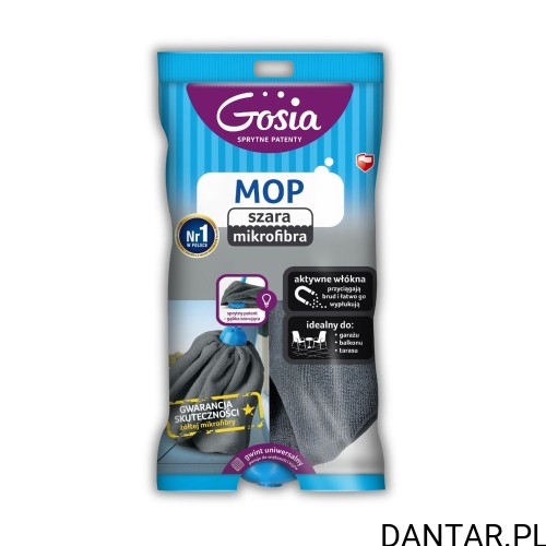 Zapas do mopa Gosia szara mikrofibra z gąbką