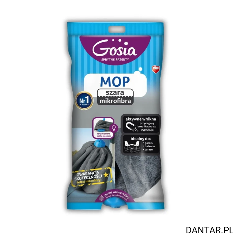 Zapas do mopa Gosia szara mikrofibra z gąbką