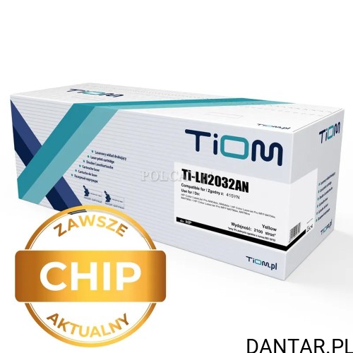 Kartonik tonera Tiom Ti-LH2032AN do HP 415A w kolorze żółtym z oznaczeniem aktualnego chipa