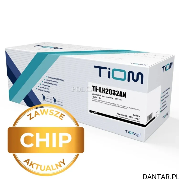 Kartonik tonera Tiom Ti-LH2032AN do HP 415A w kolorze żółtym z oznaczeniem aktualnego chipa